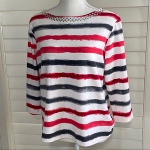 HEARTS OF PALM PETITE LARGE TEE w STUDS AT NECK